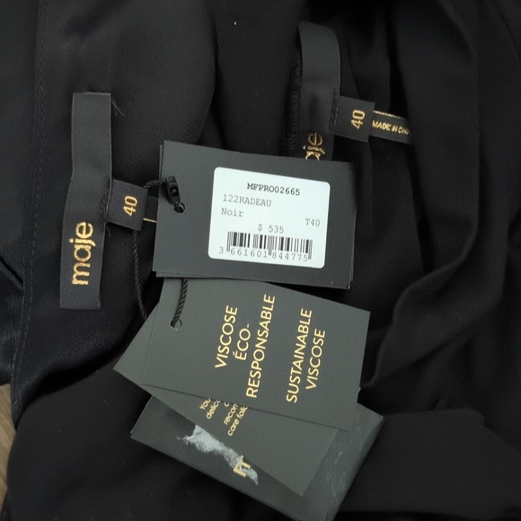 NWT MAJE Black satin dress with jeweled straps 40 Large - Picture 9 of 9